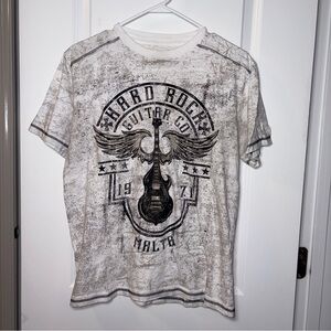 Women’s Hard Rock Guitar Co White and Black T-Shirt Size: M